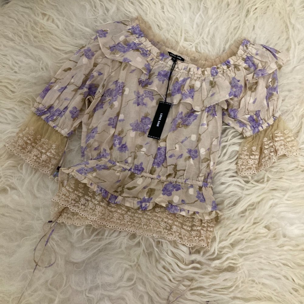LOVE SAM Floral Print Off-The-Shoulder Blouse - Picture 1 of 8